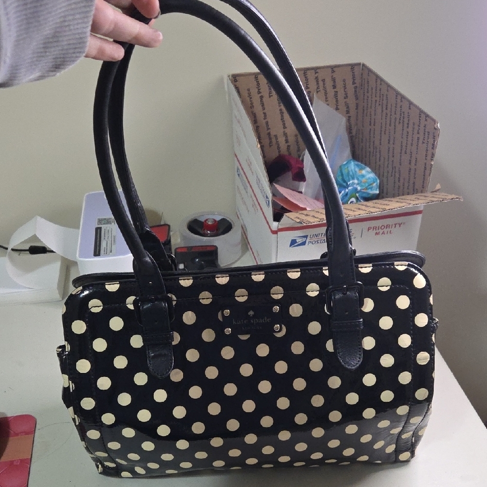 Kate Spade Black and White Polka Dot Satchel - Picture 2 of 9